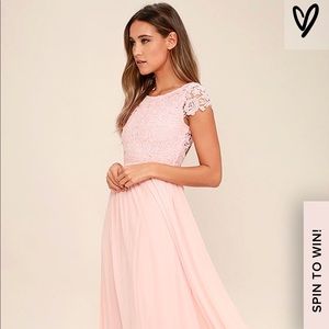 Lulus Blush Lace Maxi Dress